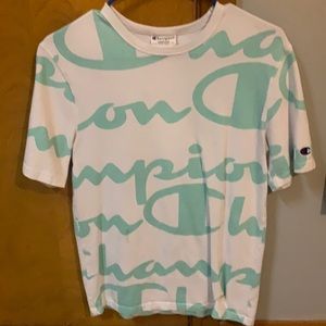 White and teal champion shirt